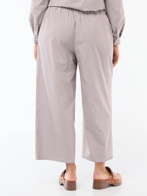 Pantaloni ampi a righe in popeline - Kiabi