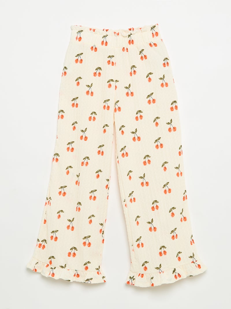 Pantaloni ampi con balze sul fondo Bianco - Kiabi