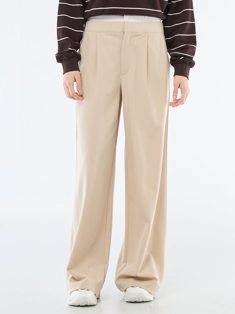 Pantaloni ampi con vita stile boxer Beige - Kiabi