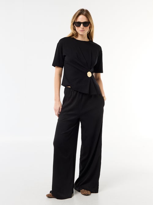 Pantaloni ampi crêpe con 2 tasche - Kiabi