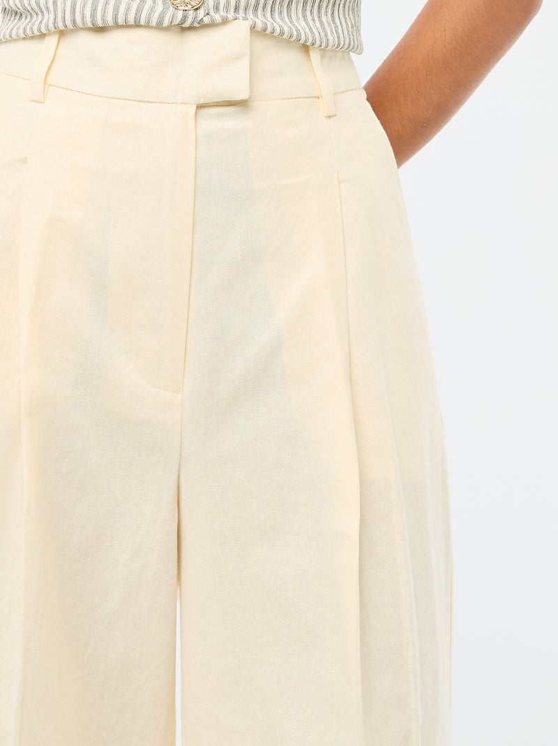 Pantaloni ampi da cerimonia in misto lino Beige - Kiabi
