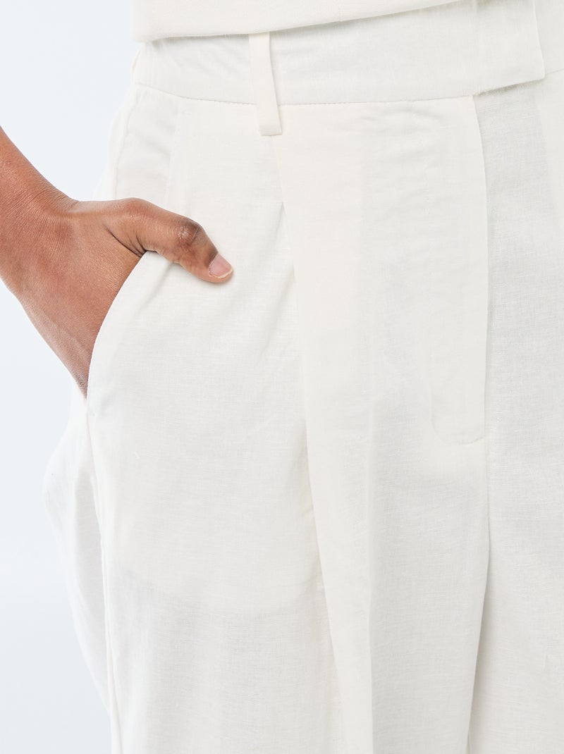 Pantaloni ampi da cerimonia in misto lino Bianco - Kiabi