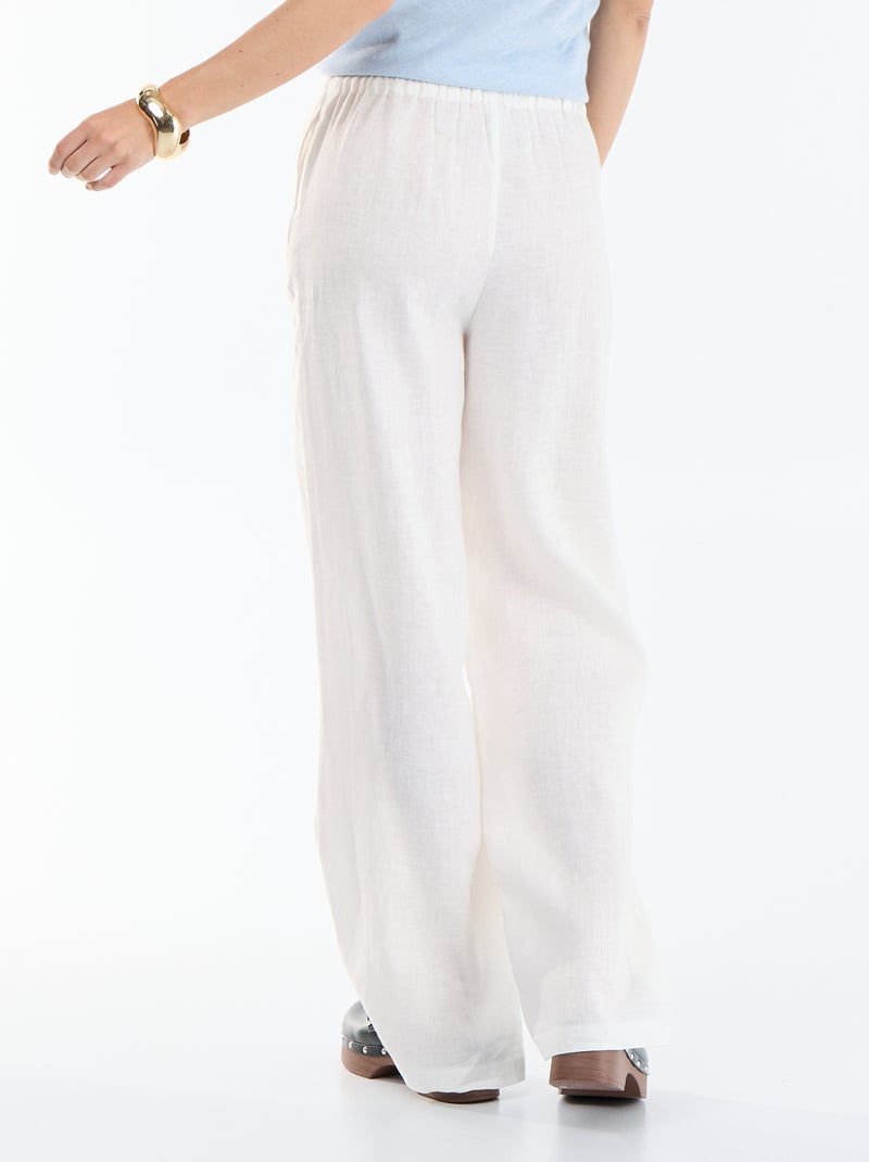 Pantaloni ampi da donna in 100% lino Bianco - Kiabi