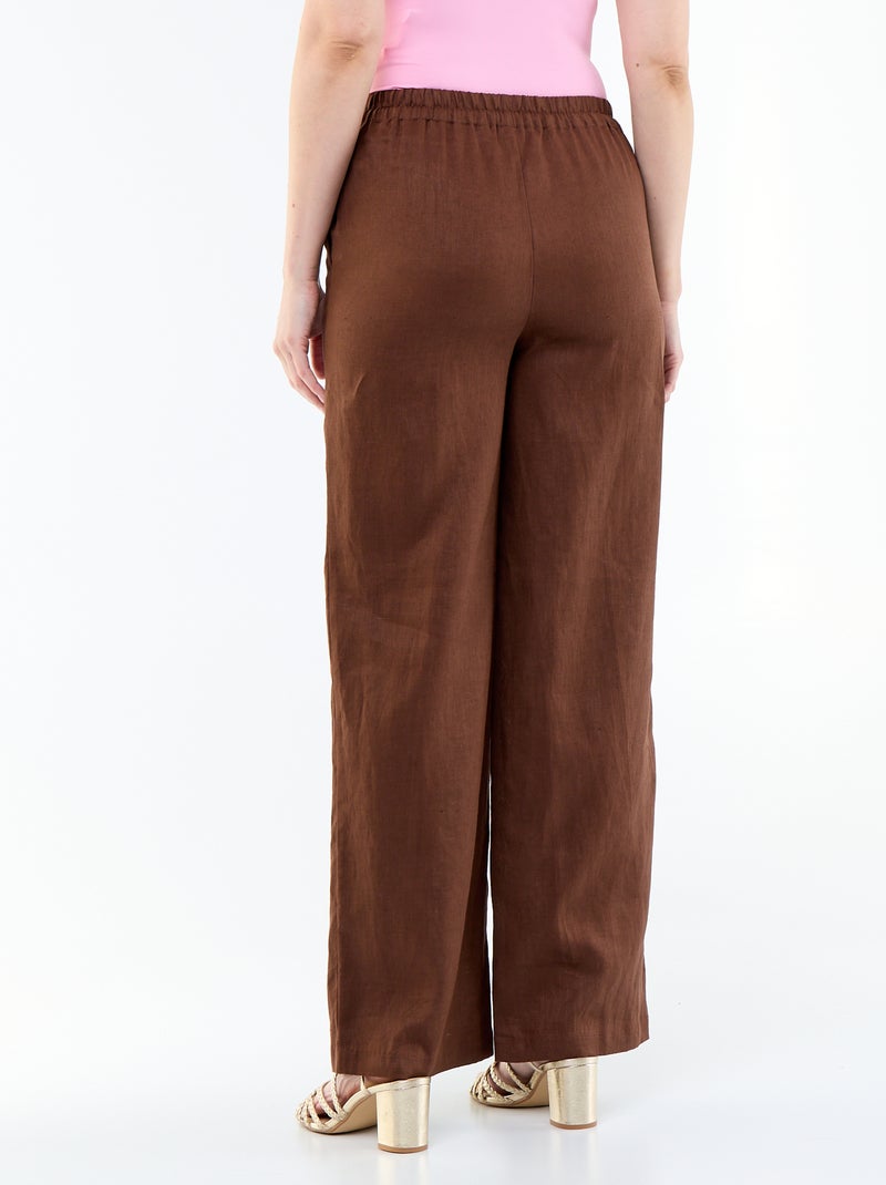 Pantaloni ampi da donna in 100% lino Marrone - Kiabi