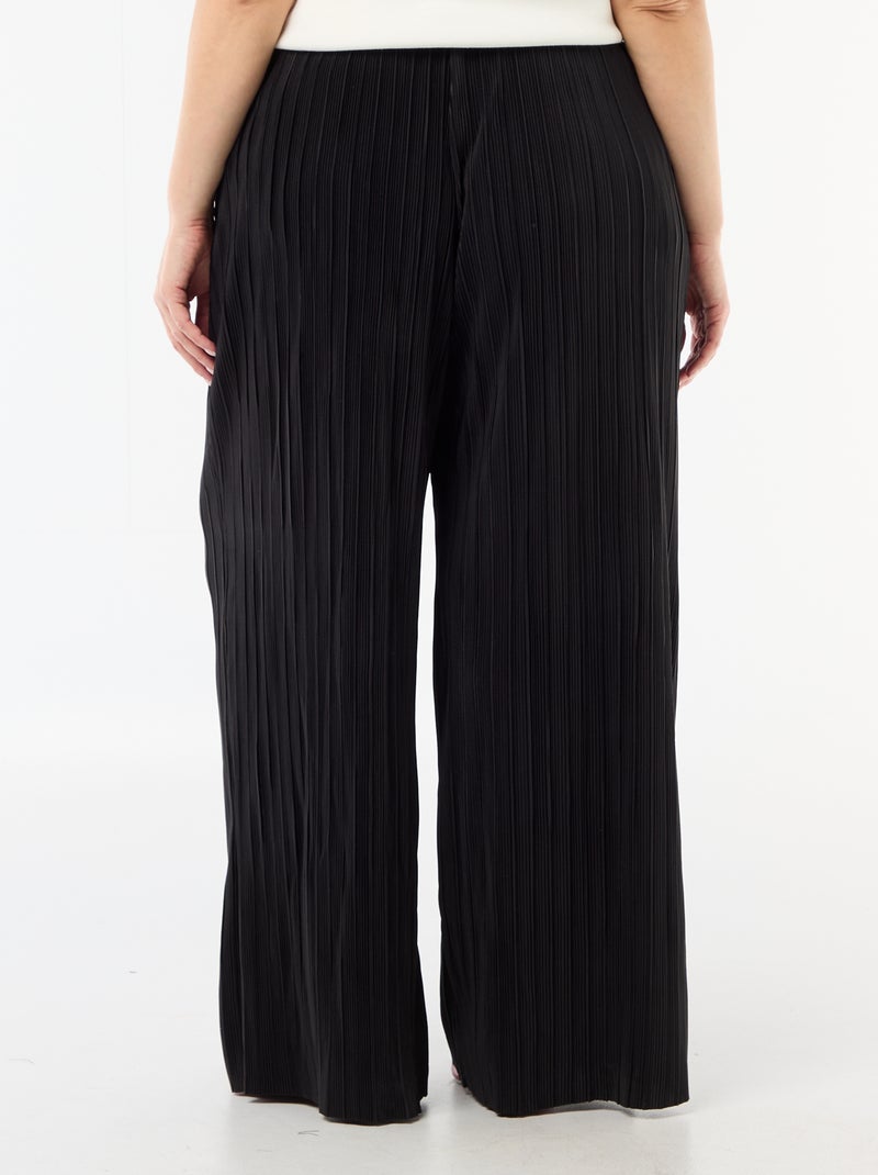 Pantaloni ampi elasticizzati a costine Nero - Kiabi