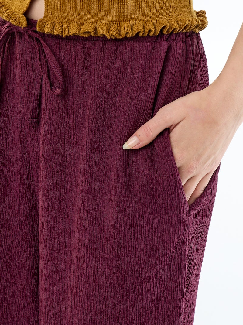 Pantaloni ampi in crêpe con 2 tasche Rosa - Kiabi