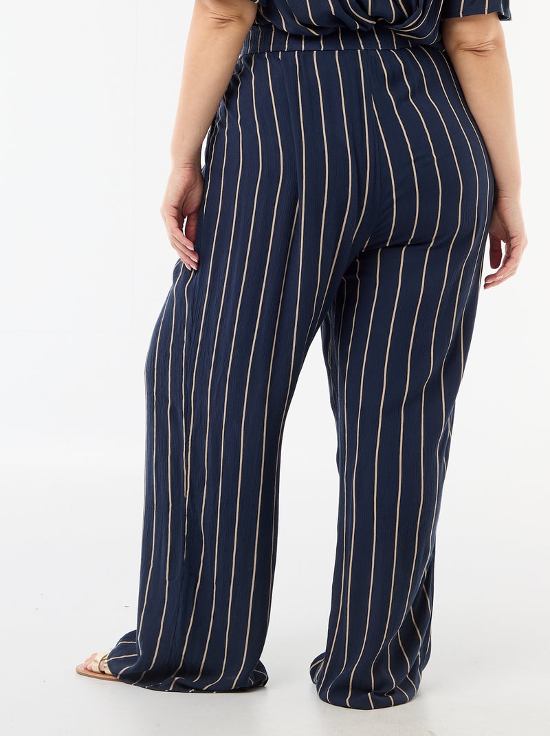 Pantaloni ampi in maglia crêpe Blu - Kiabi