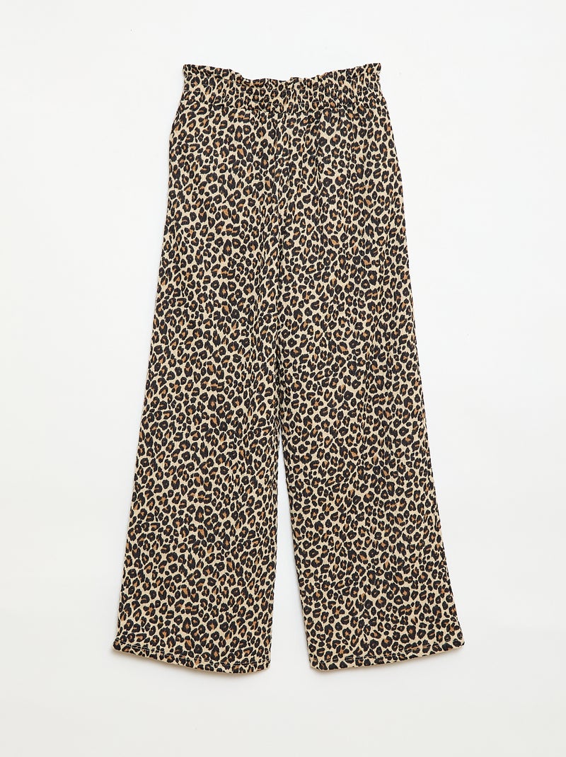 Pantaloni ampi in maglia crêpe Marrone - Kiabi