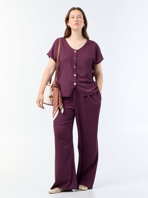 Pantaloni ampi in maglia crêpe - Kiabi