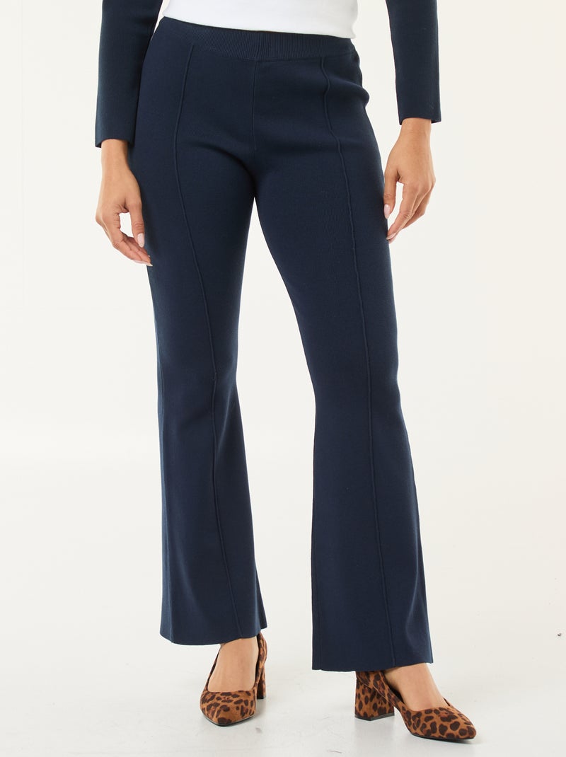 Pantaloni ampi in maglia ottoman tinta unita Blu - Kiabi