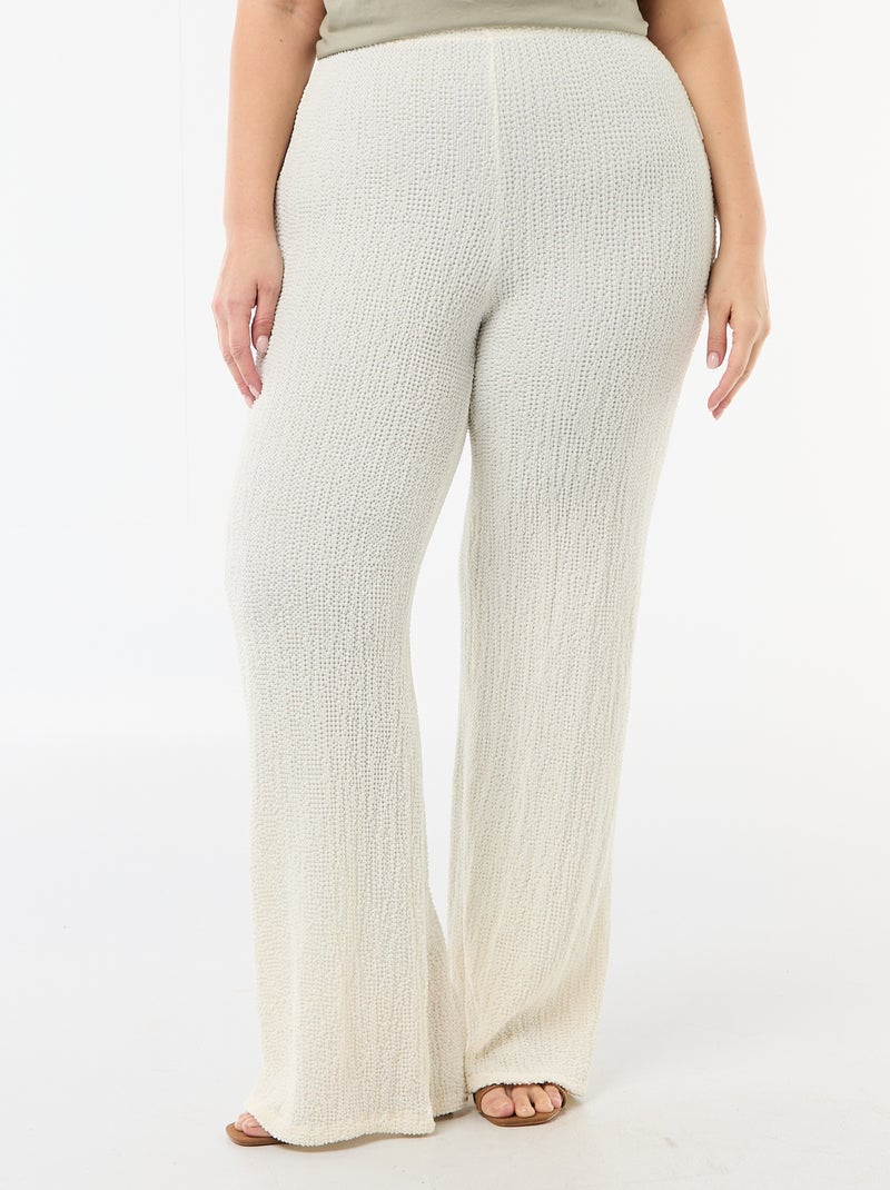 Pantaloni ampi in maglia waffle Bianco - Kiabi