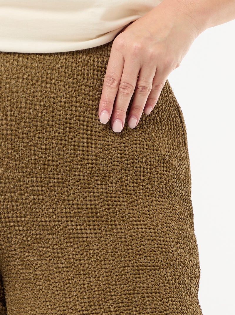 Pantaloni ampi in maglia waffle Verde - Kiabi