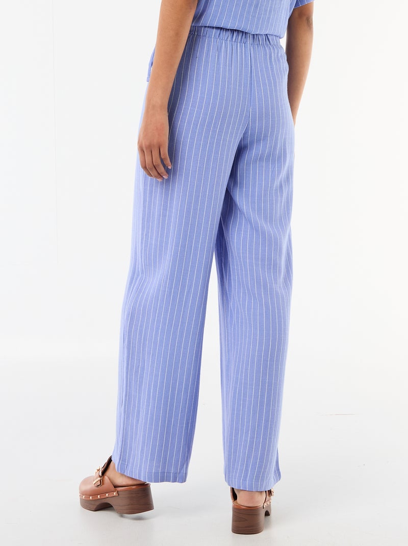 Pantaloni ampi in misto lino Blu - Kiabi