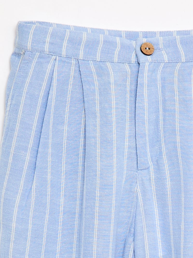 Pantaloni ampi in misto lino Blu - Kiabi