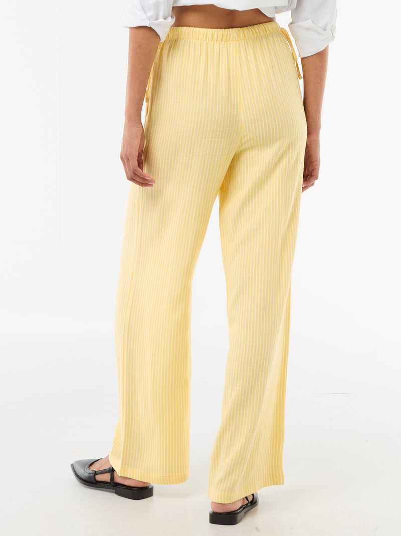 Pantaloni ampi in misto lino Giallo - Kiabi