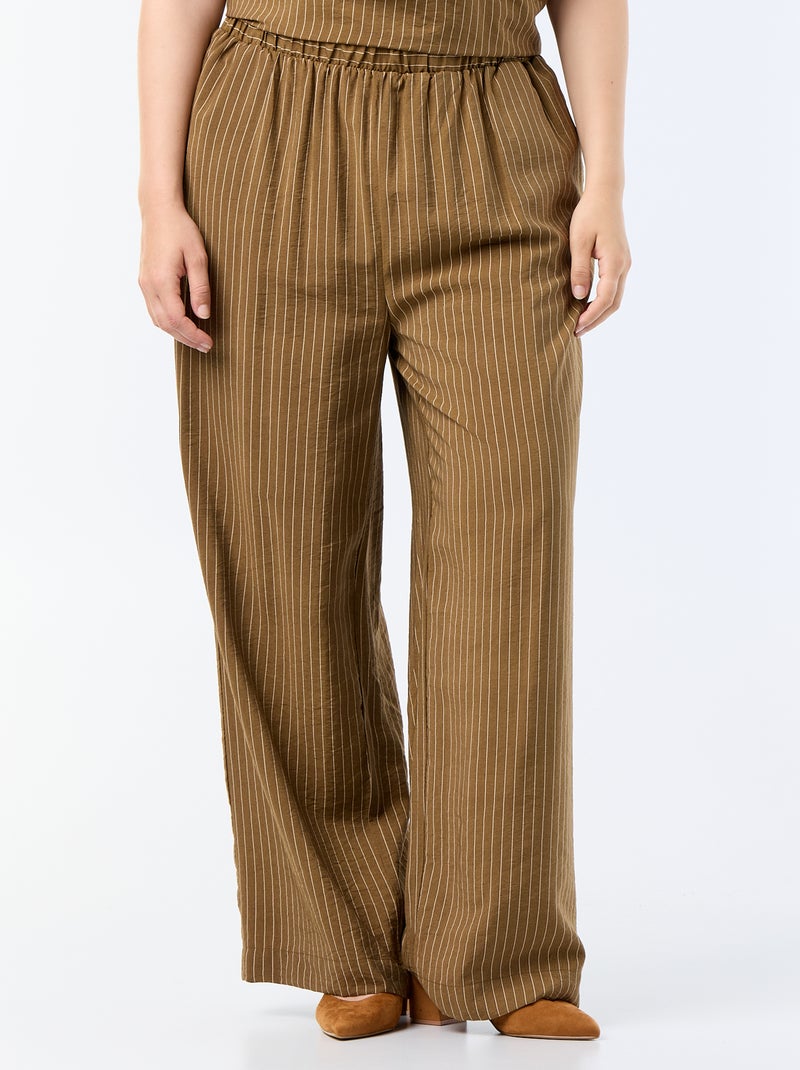 Pantaloni ampi in viscosa fluida Verde oliva - Kiabi