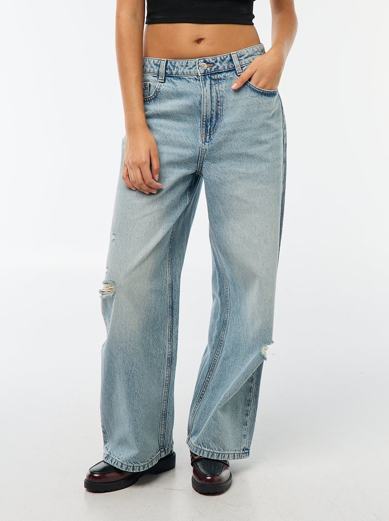 Pantaloni baggy a vita bassa con 5 tasche Blu - Kiabi