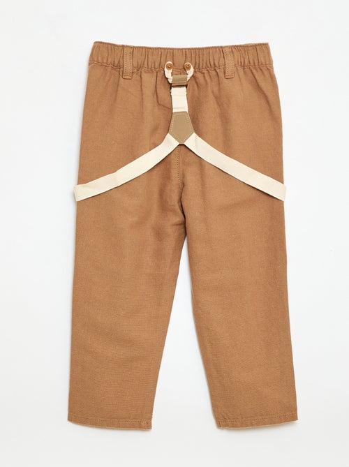 Pantaloni chino in misto lino con bretelle - Kiabi