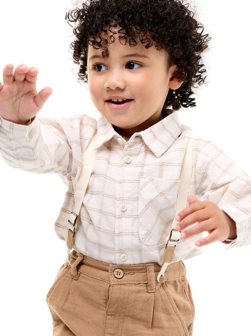 Pantaloni chino in misto lino con bretelle - Kiabi