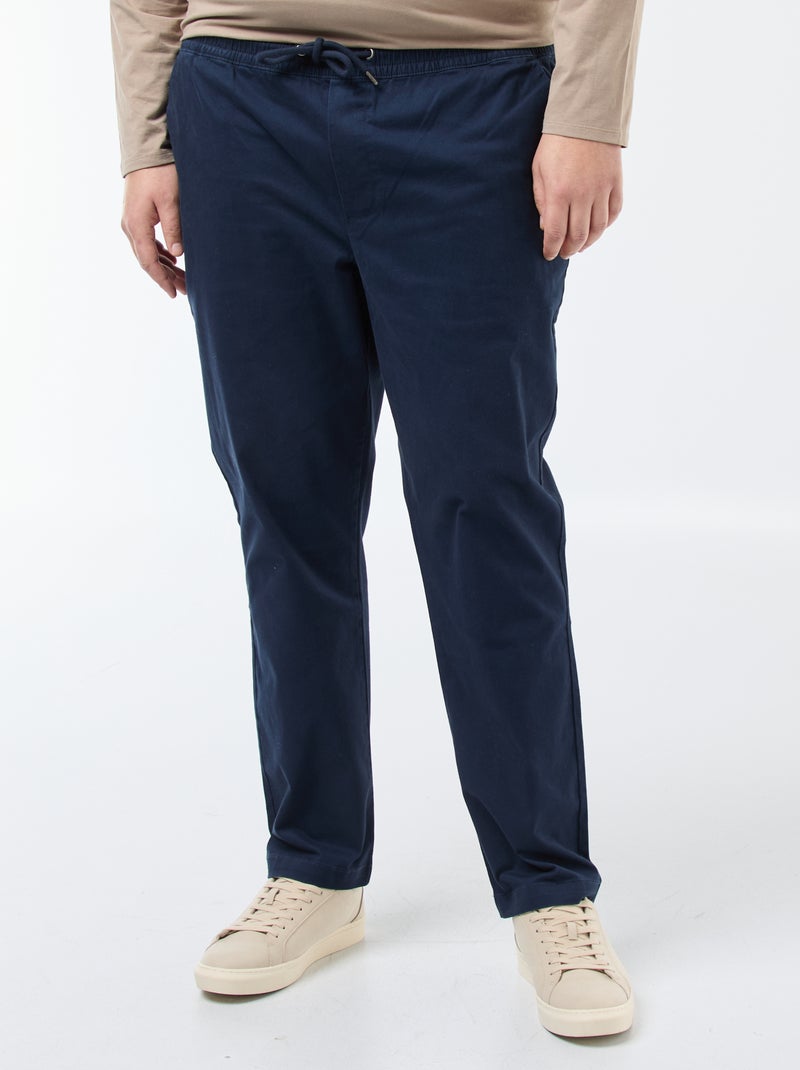 Pantaloni con coulisse in cotone tinta unita Blu - Kiabi