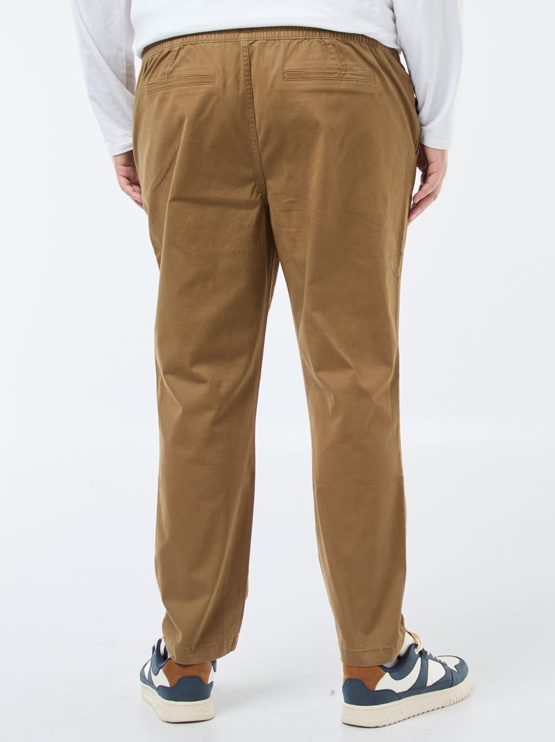 Pantaloni con coulisse in cotone tinta unita Marrone - Kiabi