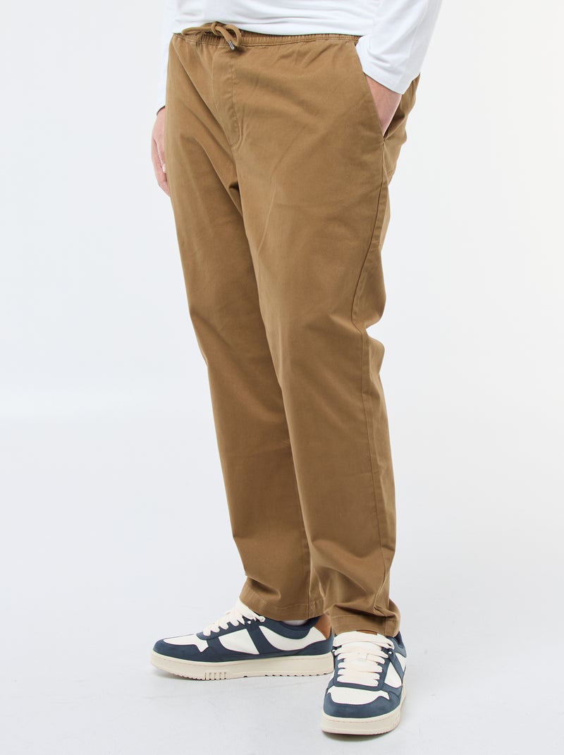 Pantaloni con coulisse in cotone tinta unita Marrone - Kiabi