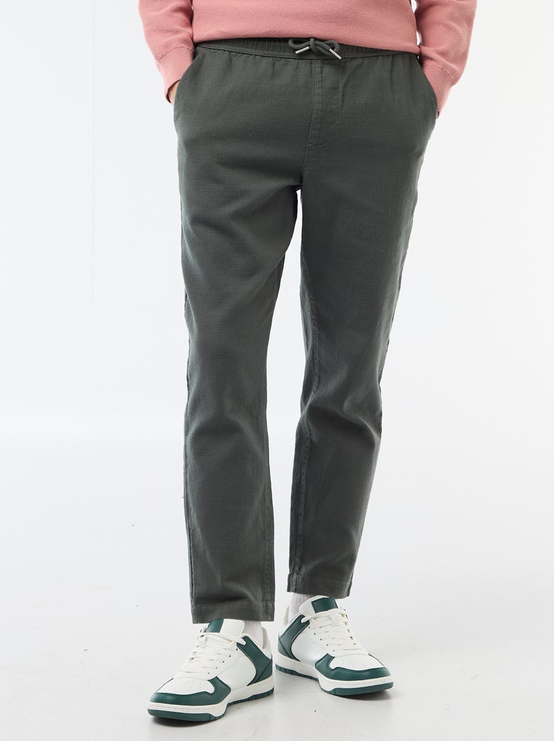 Pantaloni dritti con elastico in vita Verde - Kiabi
