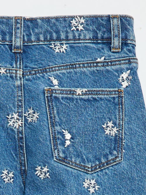 Pantaloni dritti in denim con motivo - Kiabi