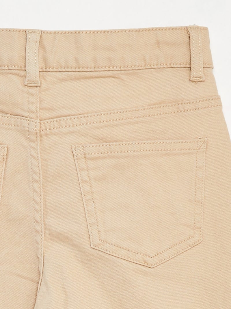 Pantaloni flare in twill con vita regolabile Beige - Kiabi
