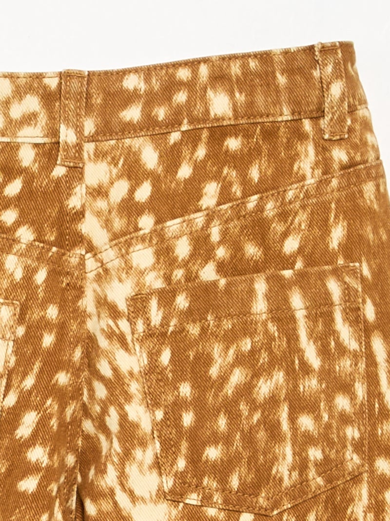Pantaloni in denim a forma barrel con stampa 'cerbiatto' Beige - Kiabi