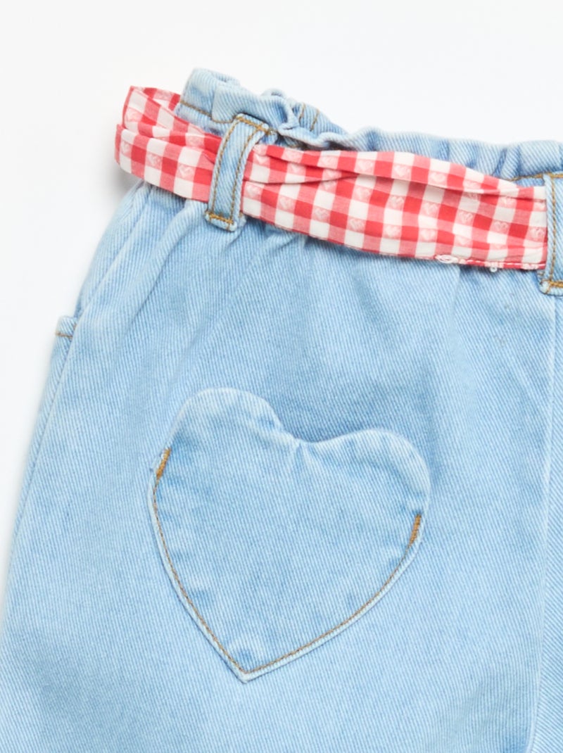 Pantaloni in denim + cintura da annodare Bianco - Kiabi