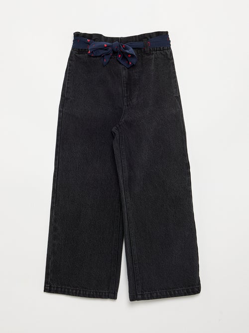 Pantaloni in denim con cintura in tessuto - Kiabi