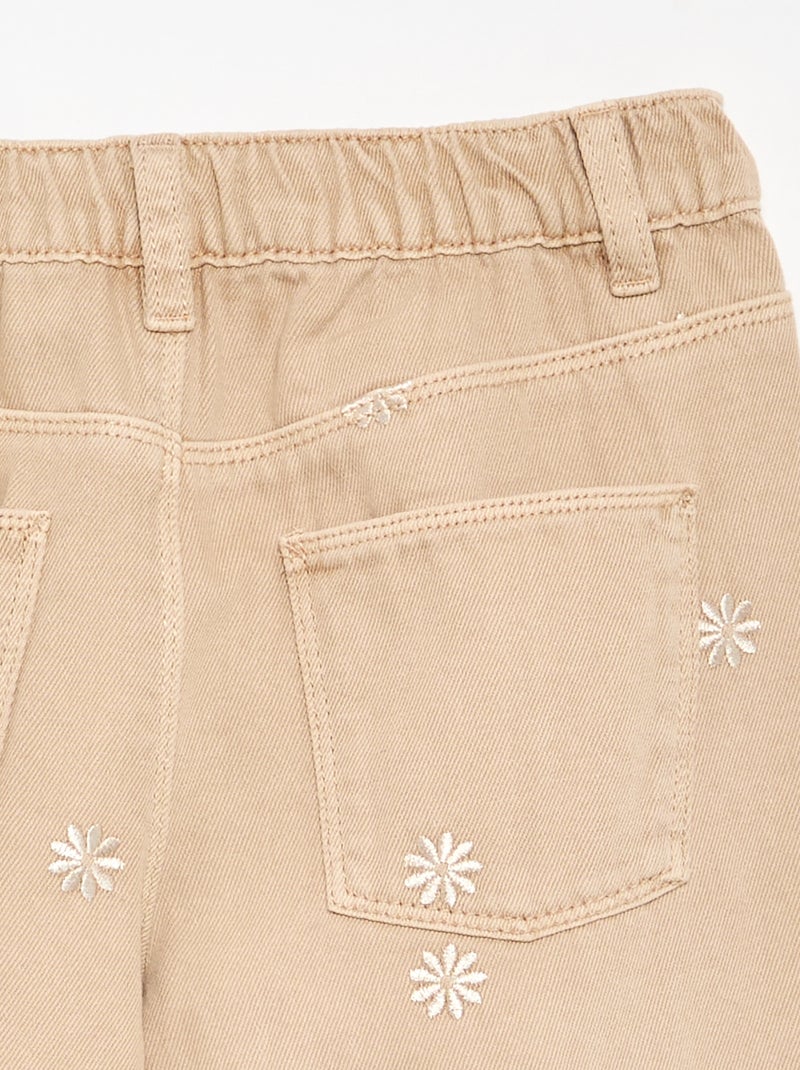 Pantaloni in denim ricamati Beige - Kiabi
