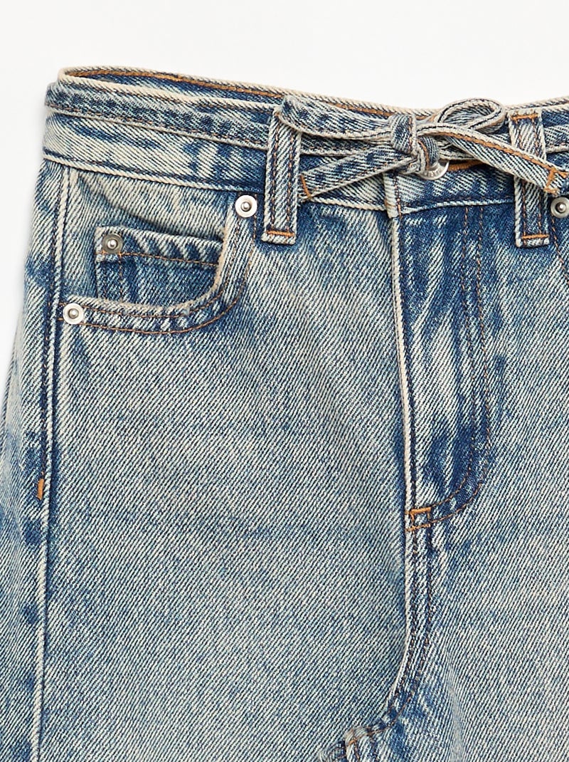 Pantaloni in denim taglio barrel con cintura Blu - Kiabi