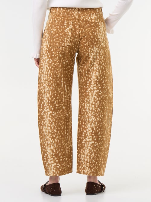 Pantaloni in denim taglio barrel con fantasia - Kiabi