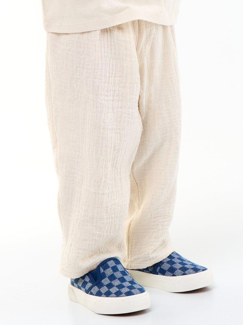 Pantaloni in garza di cotone Bianco - Kiabi