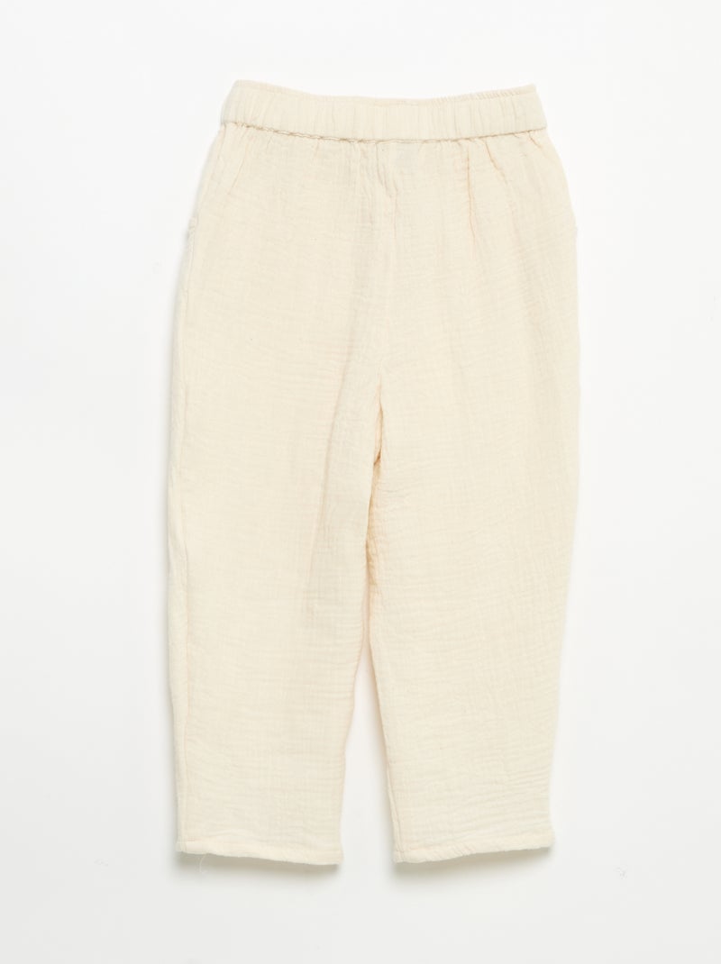 Pantaloni in garza di cotone Bianco - Kiabi