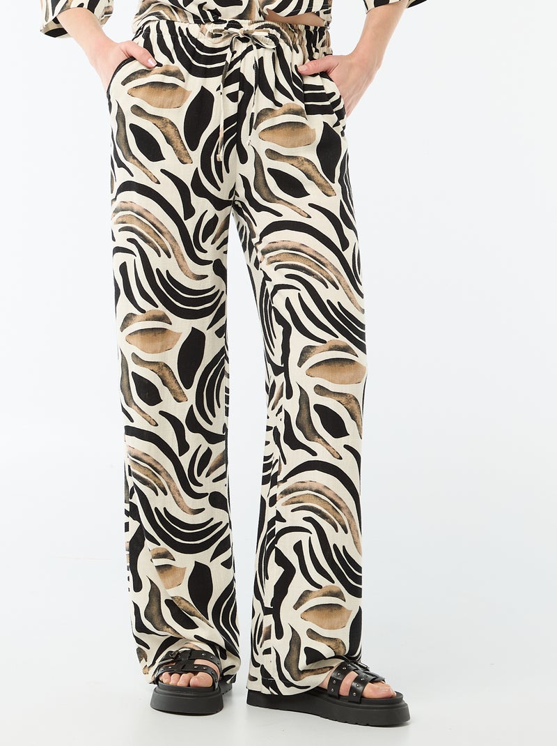 Pantaloni in lino con 2 tasche Nero - Kiabi