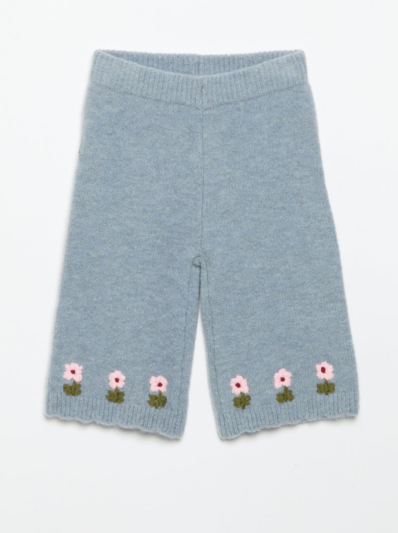 Pantaloni in maglia con ricami Blu - Kiabi