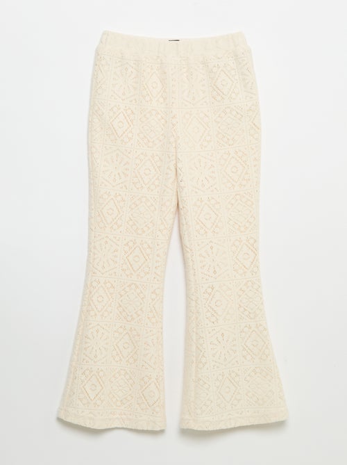 Pantaloni in maglia effetto uncinetto taglio svasato - Kiabi