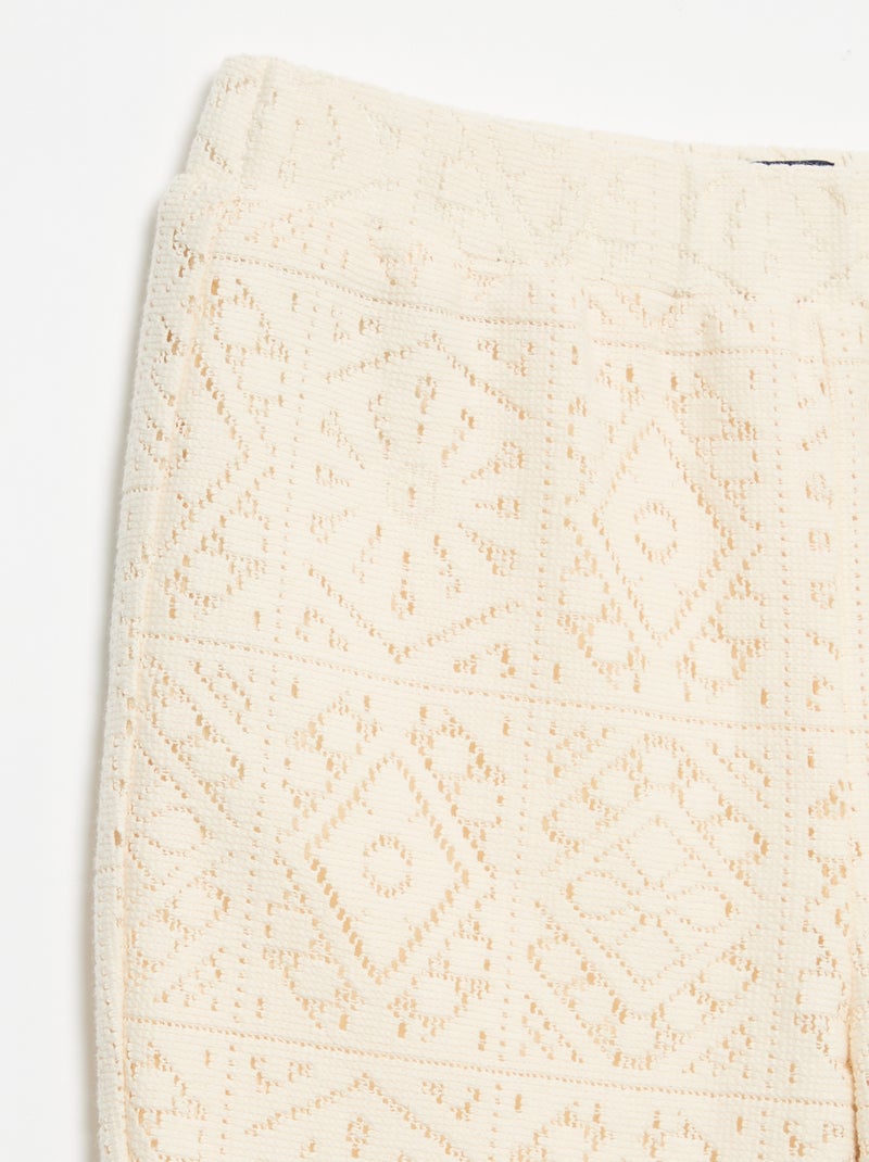 Pantaloni in maglia effetto uncinetto taglio svasato Beige - Kiabi
