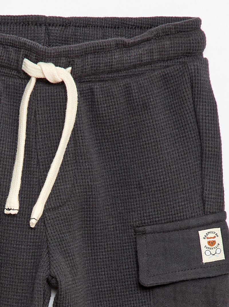 Pantaloni in maglia goffrata Nero - Kiabi