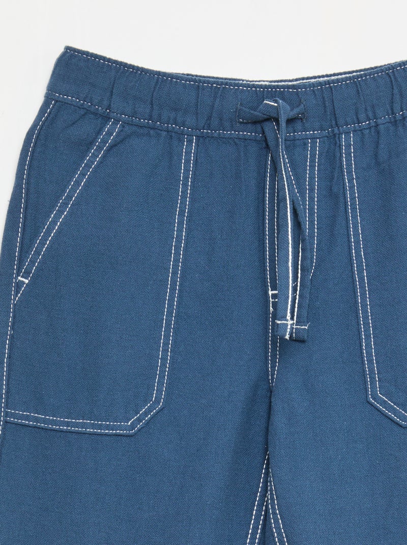 Pantaloni in misto lino Blu - Kiabi
