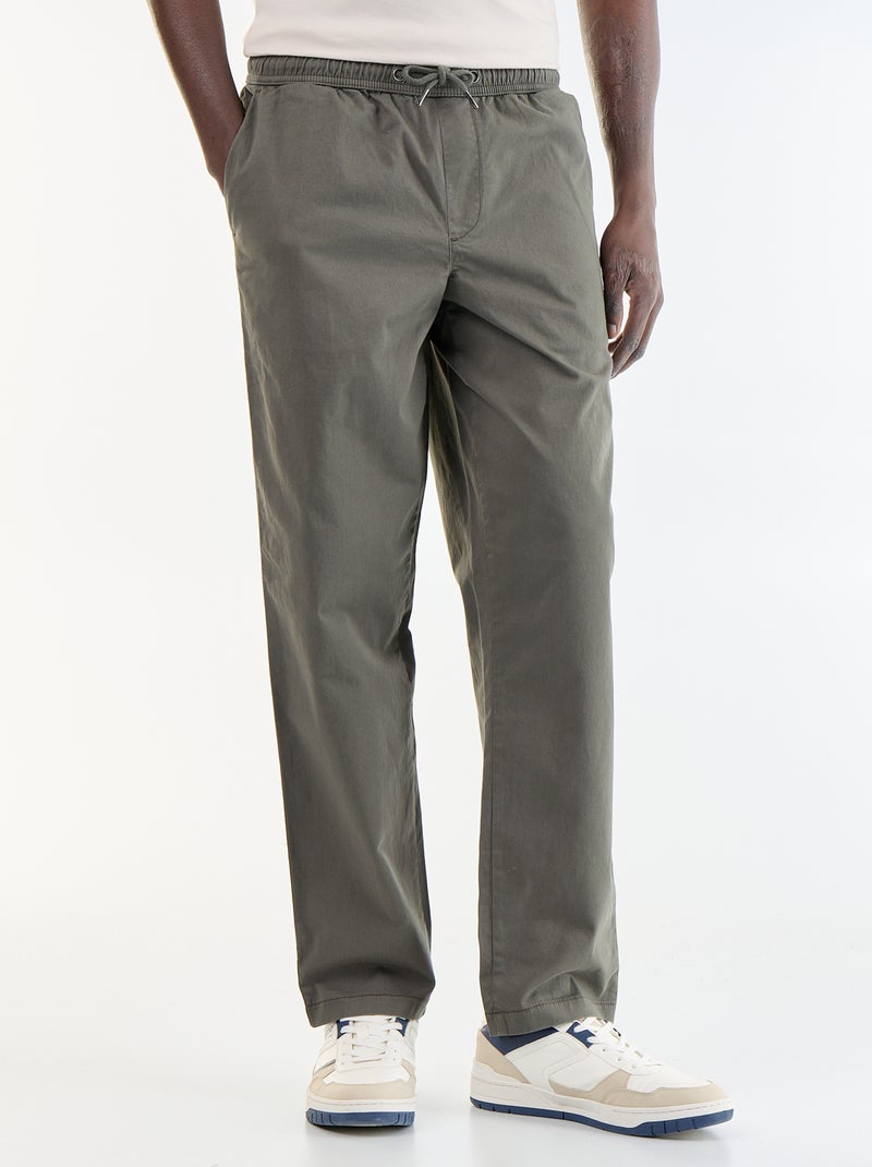 Pantaloni in tessuto effetto pelle di pesca Kaki - Kiabi