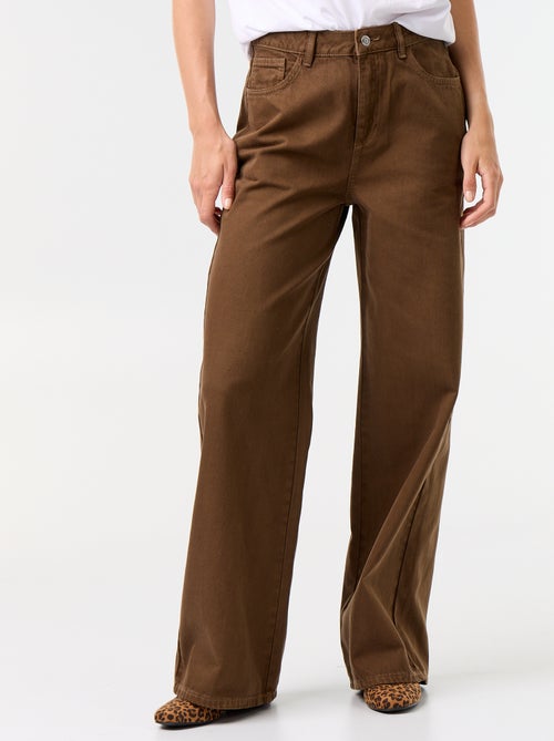 Pantaloni in twill a vita alta taglio wide leg - Kiabi Pantaloni in twill a vita alta taglio wide leg - Kiabi