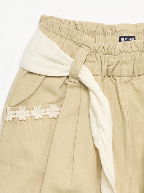 Pantaloni in twill con cintura da annodare - Kiabi