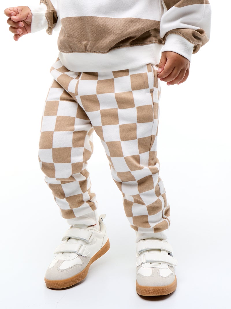Pantaloni jogging con motivo Beige - Kiabi