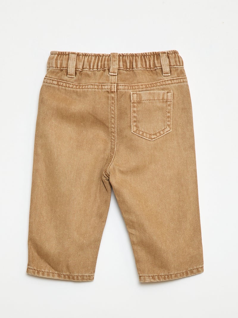 Pantaloni paperbag in twill misura 7/8 Beige - Kiabi