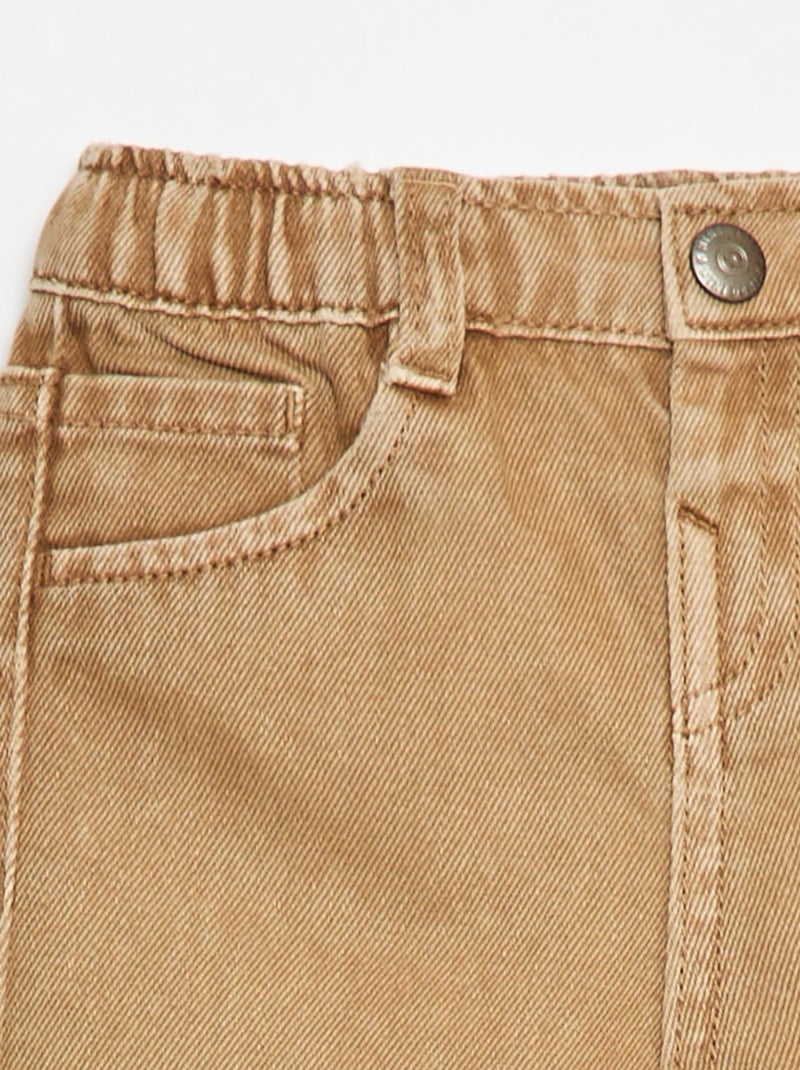 Pantaloni paperbag in twill misura 7/8 Beige - Kiabi