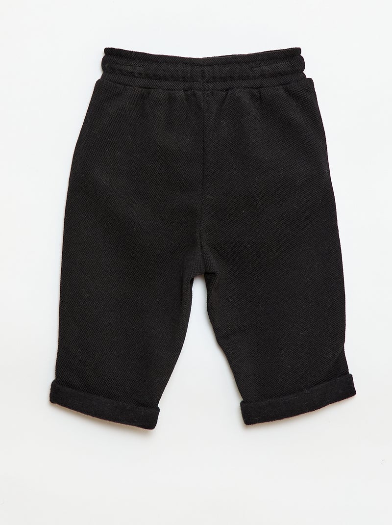 Pantaloni relax in maglia piqué Nero - Kiabi